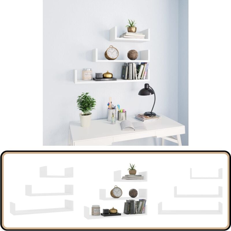 Wandregal 3 Stk. Weiß Holzwerkstoff - Holzregal - Wandregal - Wohnraum Dekoration - Regal Weiß - Regal Set