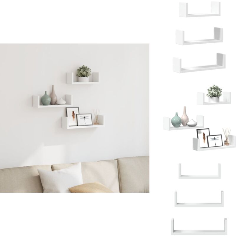 Wandregal 3 Stk. Weiß Holzwerkstoff - Wandregal - Wandregale - Schweberegal - Wandboard