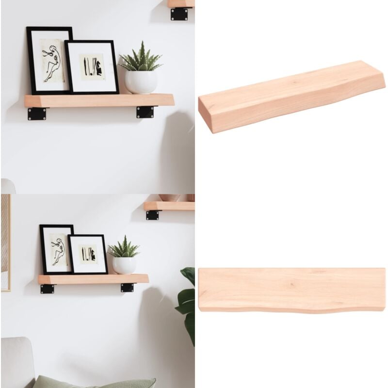 Wandregal 40x10x4 cm Massivholz Eiche Unbehandelt - Wandregal - Eichendielen - Holzmöbel - Rustikal - Deko Regal - Home & Living