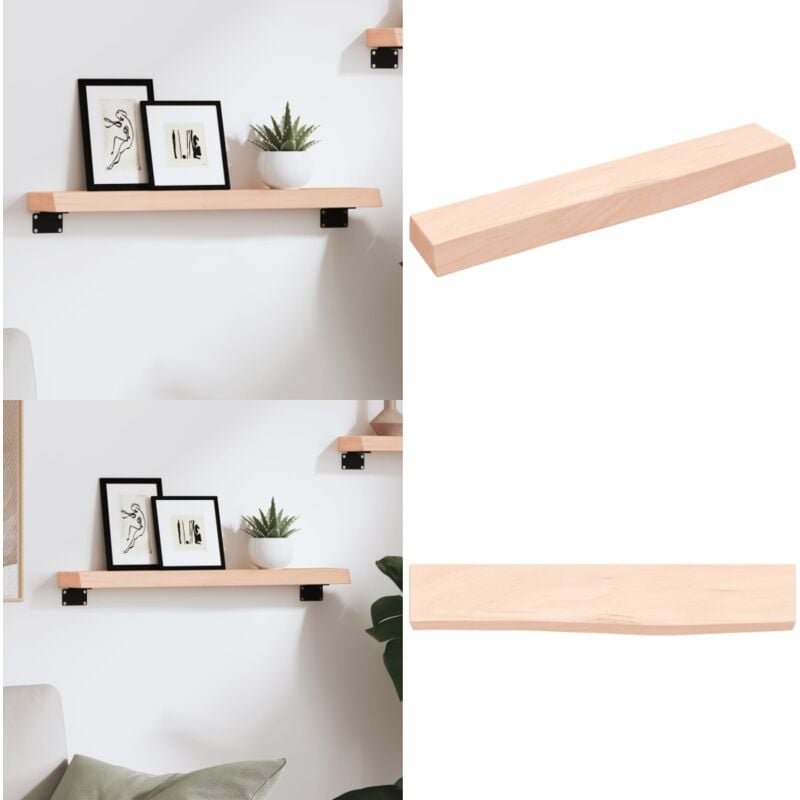 Wandregal 60x10x4 cm Massivholz Eiche Unbehandelt - Wandregal - Eichendielen - Holzmöbel - Rustikal - Deko Regal - Home & Living