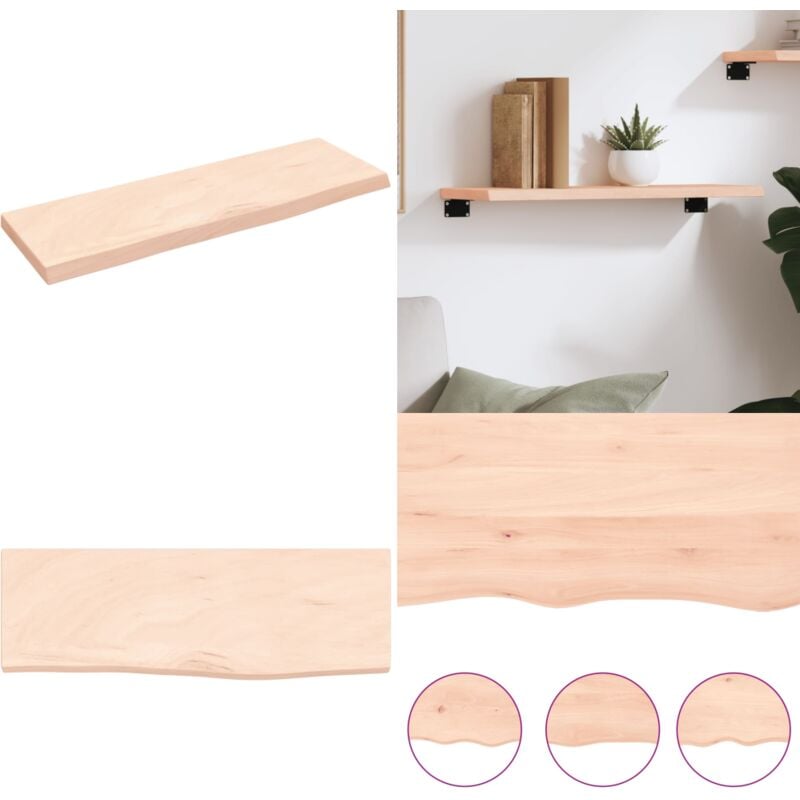 Wandregal 60x20x2 cm Massivholz Eiche Unbehandelt - Wandregal - Wandregale - Home & Living - Braun