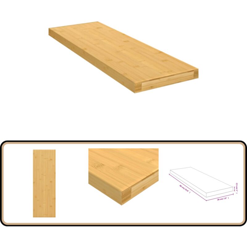 Wandregal 60x20x2,5 cm Bambus - Bambus Regal - Wandregal - Dekoration - Wohnraum - Badezimmer