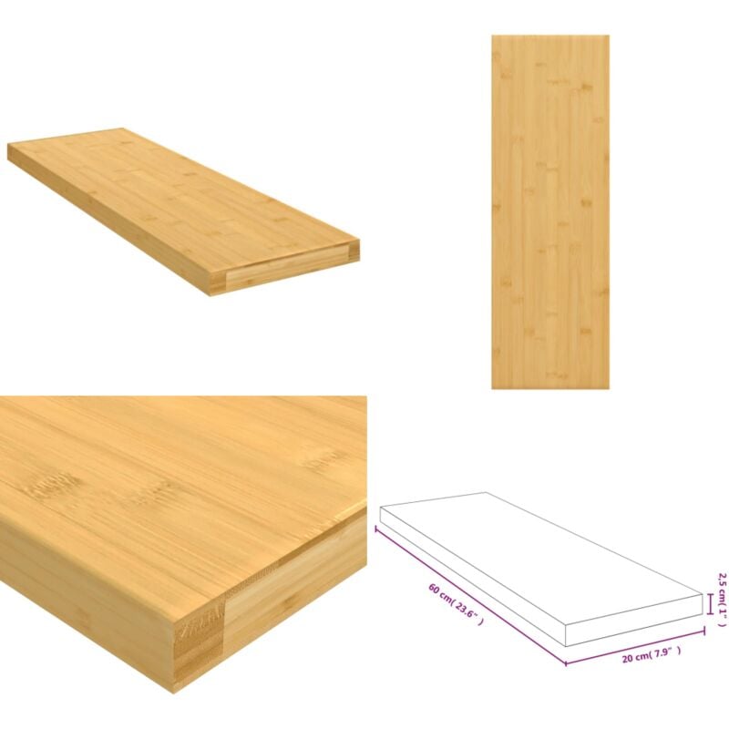 Wandregal 60x20x2,5 cm Bambus - Bambus Regal - Wandregal - Dekoration - Wohnraum - Badezimmer - Home & Living