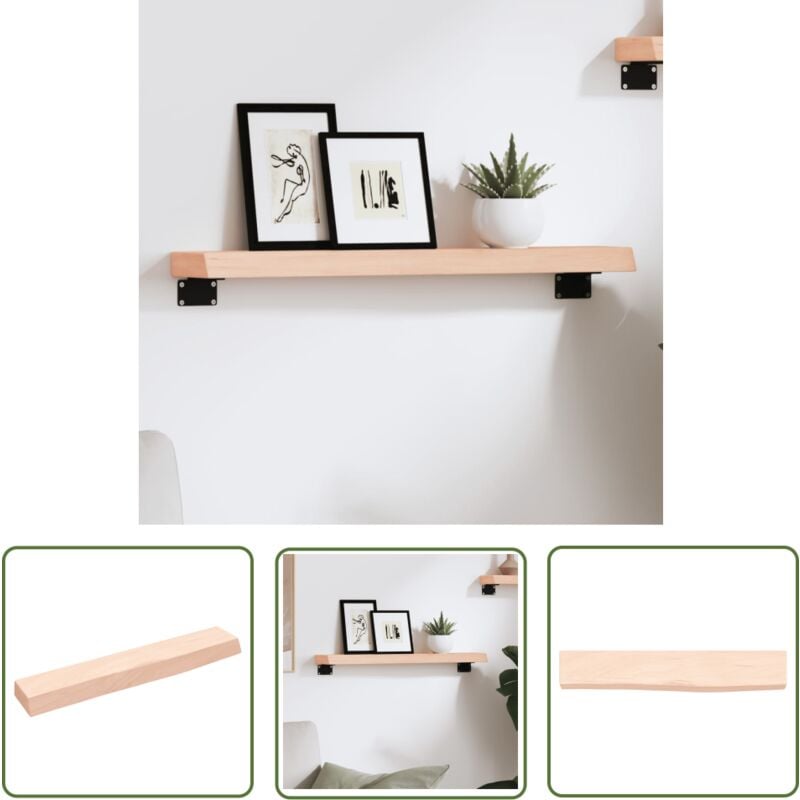 The Living Store Wandregal 60x10x4 cm Massivholz Eiche Unbehandelt - Wandregal - Eichendielen - Holzmöbel - Rustikal - Deko Regal