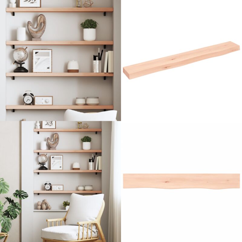 Wandregal 80x10x4 cm Massivholz Eiche Unbehandelt - Wandregal - Eichendielen - Holzmöbel - Rustikal - Deko Regal - Home & Living