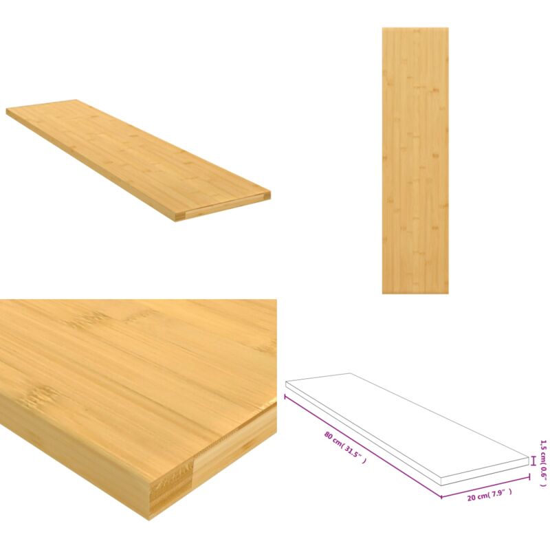 Wandregal 80x20x1,5 cm Bambus - Bambus Regal - Wandregal - Deko Regal - Badezimmer Regal - Wohnraum Regal - Home & Living