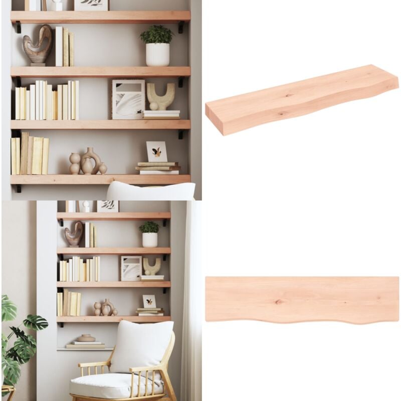 Wandregal 80x20x6 cm Massivholz Eiche Unbehandelt - Wandregal - Eichendielen - Holzmöbel - Rustikal - Deko Regal - Home & Living
