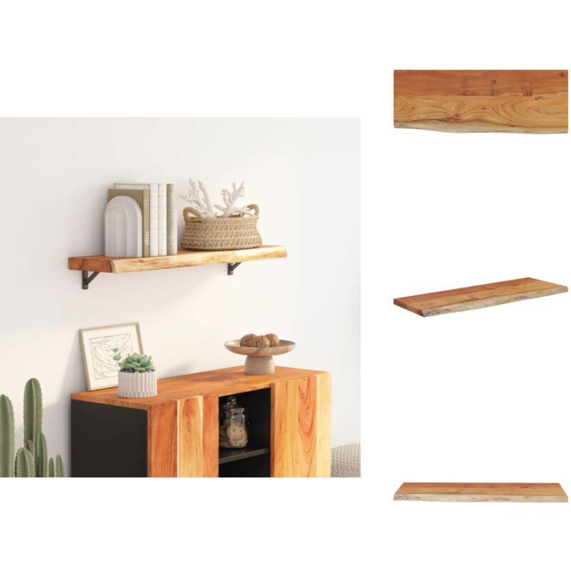 Wandregal 80x30x2,5 cm Rechteckig Massivholz Akazie Baumkante - Wandregal - Wandregale - Holzregal - Schwebendes Regal