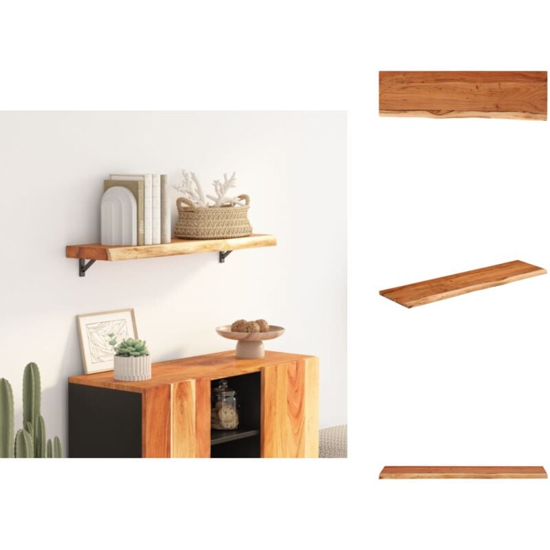 Wandregal 90x30x3,8 cm Rechteckig Massivholz Akazie Baumkante - Wandregal - Wandregale - Holzregal - Schwebendes Regal