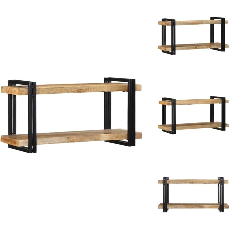 Wandregal 90x33x45 cm Raues Massivholz Mango - Wandregal - Wandregale - Schwebendes Regal - Wandregal