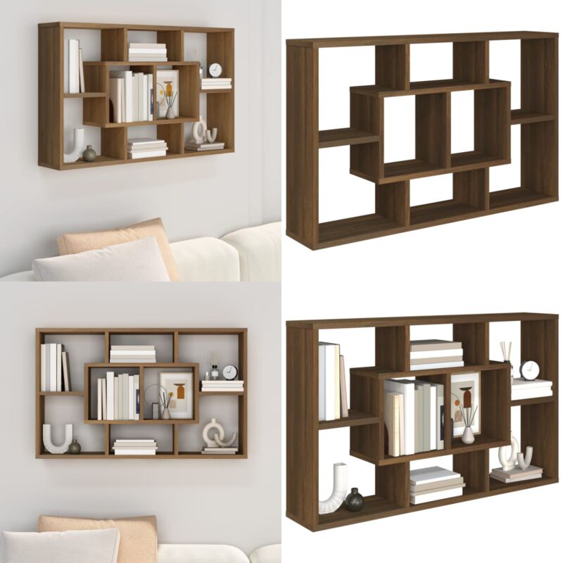 Wandregal Braun Eichen-Optik 85x16x52,5 cm Holzwerkstoff - Wandregal - Holzregal - Regalböden - Wohnzimmerdeko - Eiche Optik - Home & Living