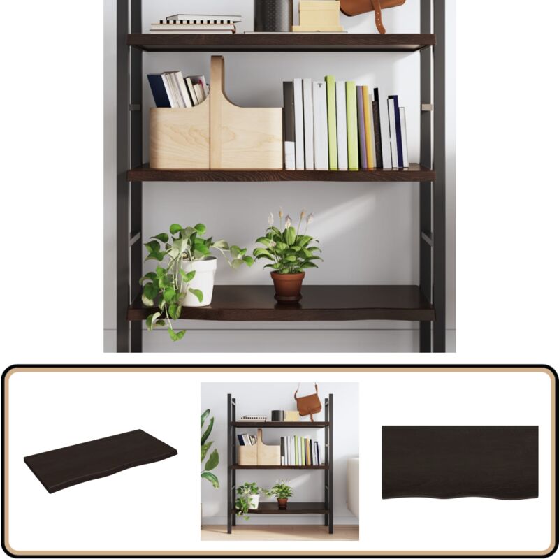 Wandregal Dunkelbraun 100x50x(2-4)cm Massivholz Eiche Behandelt - Wandregal - Eichendielen - Holzmöbel - Wohnraum Dekoration - Speicherplatz