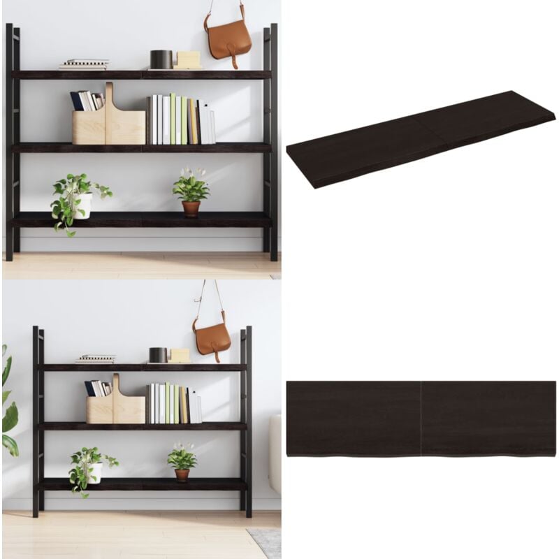 Wandregal Dunkelbraun 140x40x(2-4)cm Massivholz Eiche Behandelt - Wandregal - Eichendielen - Holzmöbel - Landhausstyle - Dekoration - Home & Living