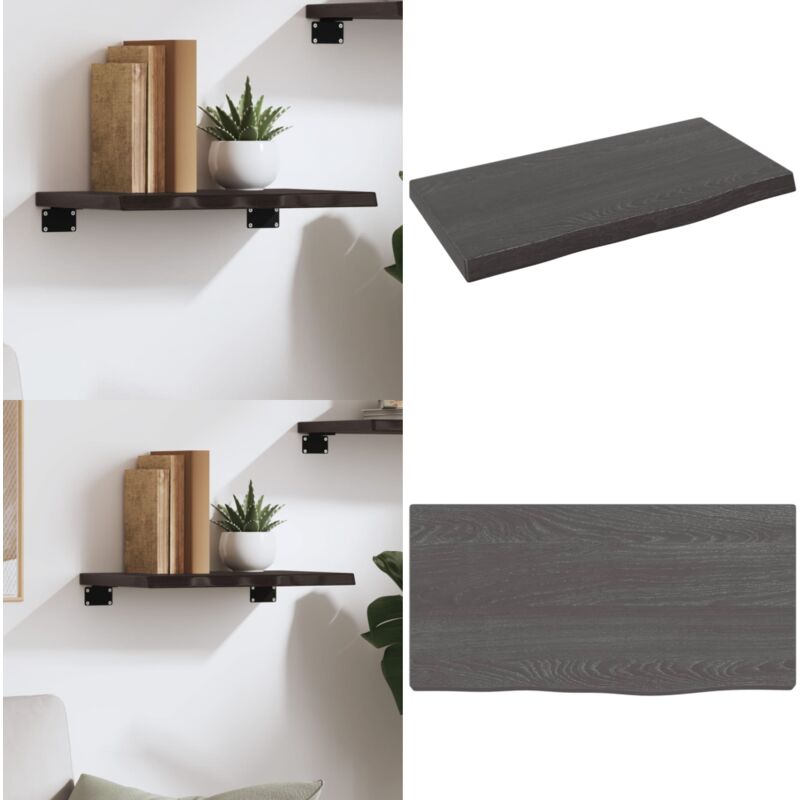 Wandregal Dunkelbraun 40x20x2 cm Massivholz Eiche Behandelt - Wandregal - Wandregale - Home & Living