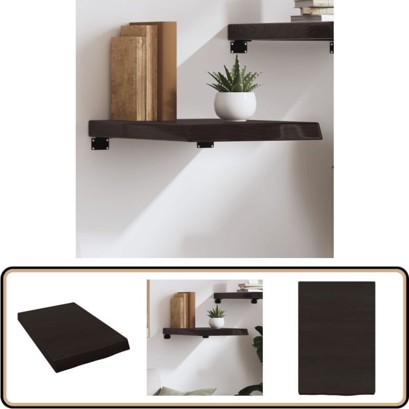 Wandregal Dunkelbraun 40x60x(2-6) cm Massivholz Eiche Behandelt - Wandregal - Eichendielen - Holzmöbel - Rustikal - Dekoration