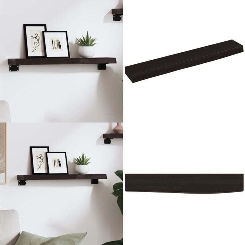 Wandregal Dunkelbraun 60x10x4 cm Massivholz Eiche Behandelt - Wandregal - Eichendielen - Holzmöbel - Rustikal - Wohnraum Dekoration - Home & Living