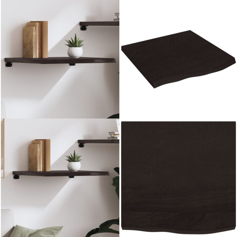 Wandregal Dunkelbraun 60x60x(2-4) cm Massivholz Eiche Behandelt - Wandregal - Eichendielen - Holzmöbel - Rustikal - Wohnraum Dekoration - Home &