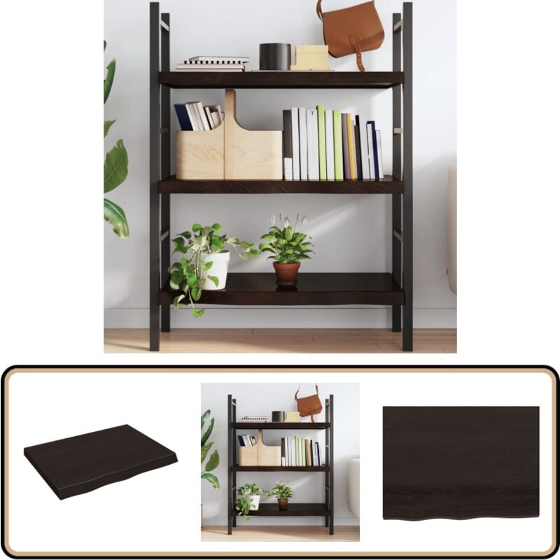 Vidaxl - Wandregal Dunkelbraun 80x60x(2-6) cm Massivholz Eiche Behandelt - Wandregal - Eichendielen - Holzmöbel - Rustikal - Wohnraum Dekoration
