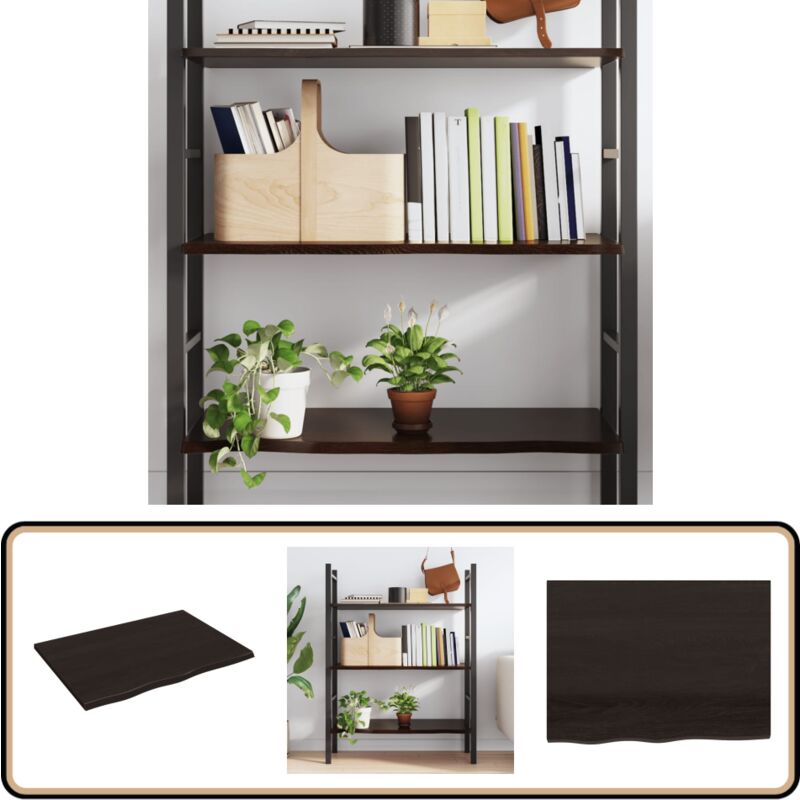 Wandregal Dunkelbraun 80x60x2 cm Massivholz Eiche Behandelt - Wandregal - Eichendielen - Holzmöbel - Rustikal - Wohnraum Dekoration