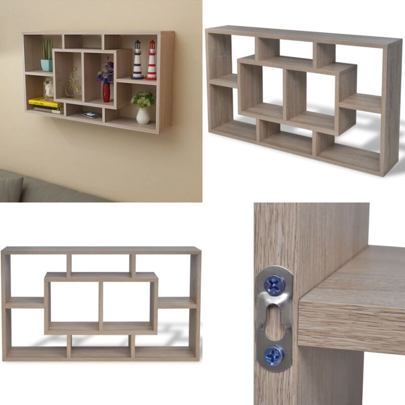 Wandregal Hängeregal mit 8 Fächern Eichefarbe - Hängeregal - Wandregal - Regal - Eichefarbenes Möbel - Wohnraumdeko - Home & Living