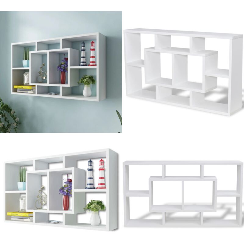 Wandregal Hängeregal mit 8 Fächern Weiß - Hängeregal - Wandregal - Regal Weiß - Wohnraumdeko - Aufbewahrungshelf - Home & Living