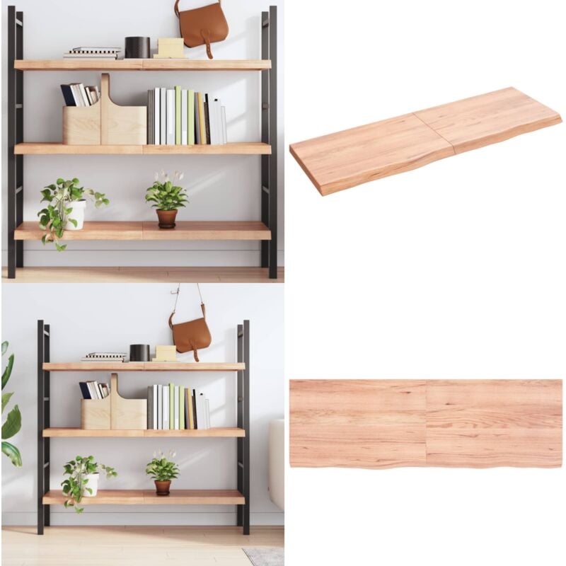 Wandregal Hellbraun 120x40x(2-4) cm Massivholz Eiche Behandelt - Eichenholz Möbel - Wandregal - Rustikal - Holzmöbel - Handgemacht - Home & Living