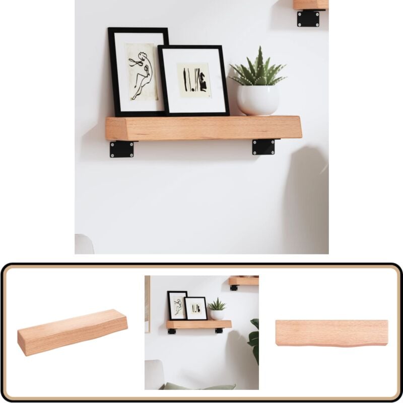 Wandregal Hellbraun 40x10x6 cm Massivholz Eiche Behandelt - Wandregal - Eichendielen - Holzmöbel - Landhausstyle - Deko Regal