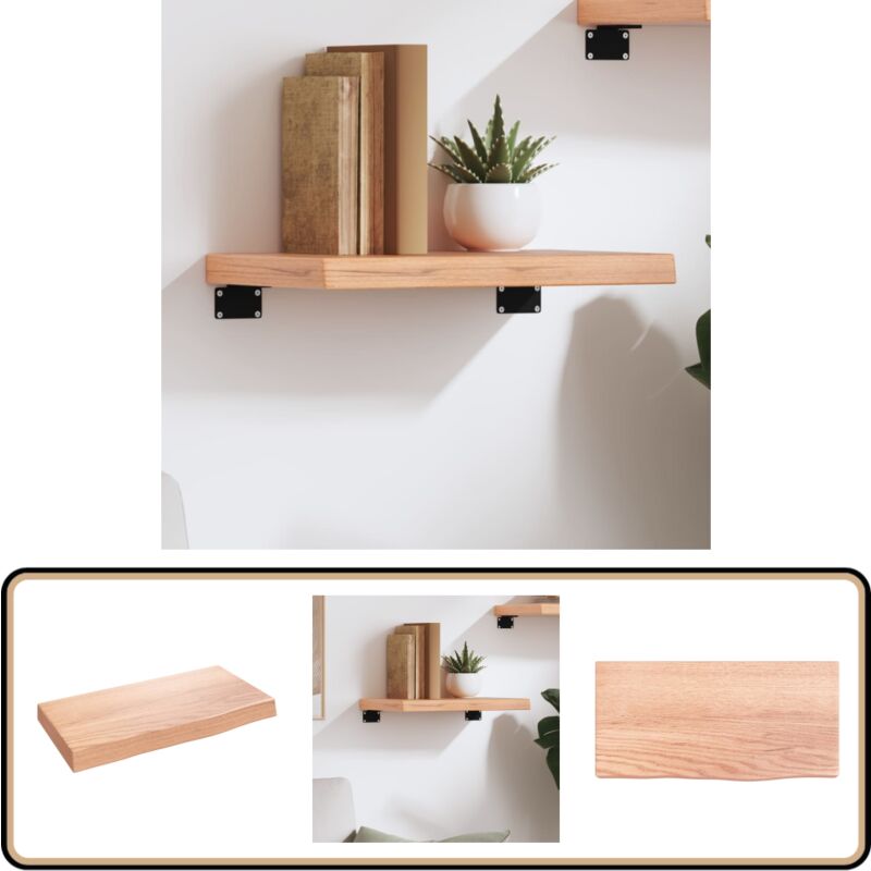 Wandregal Hellbraun 40x20x4 cm Massivholz Eiche Behandelt - Wandregal - Eichendielen - Holzmöbel - Rustikal - Deko Regal