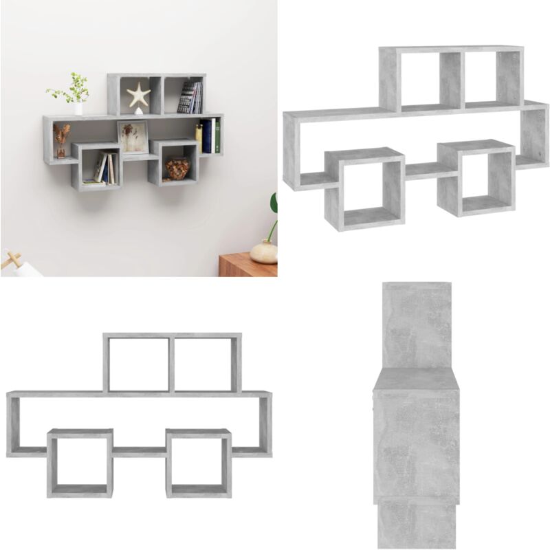 Wandregal in Autoform Betongrau 82x15x51 cm Holzwerkstoff - Wandregal - Autodesign - Wohnraumdeko - Betonlook - Stauraum - Home & Living