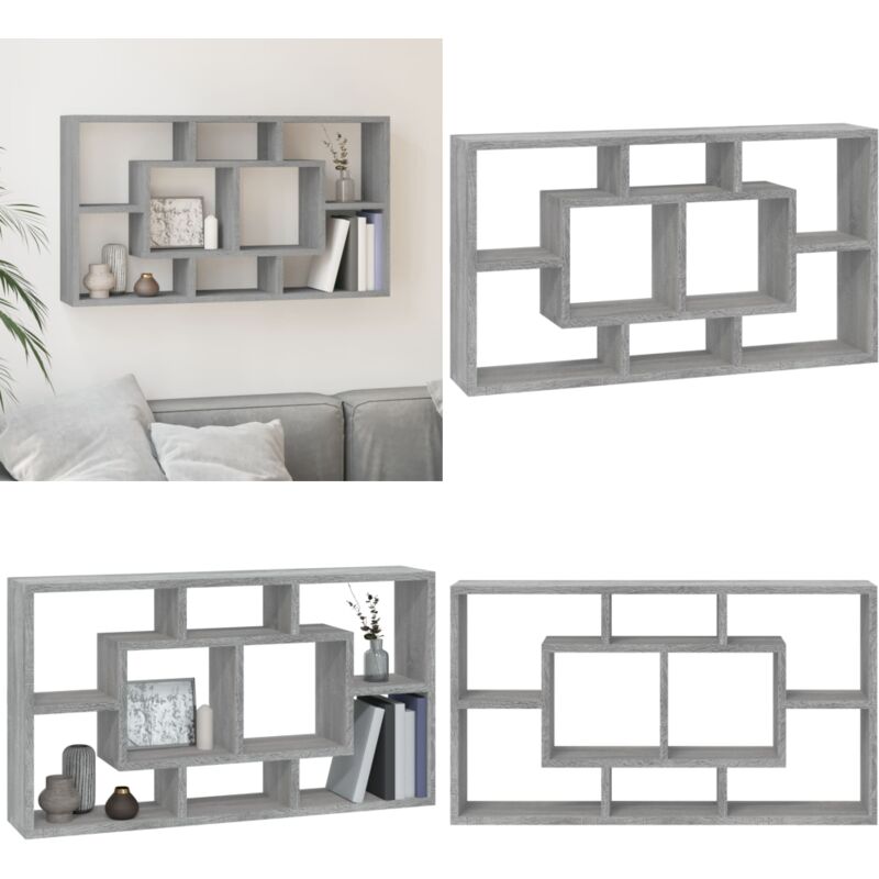 Wandregal mit 8 Fächern Grau Sonoma - Wandregal - Grau - Holzwolle - Regal - Dekoration - Home & Living