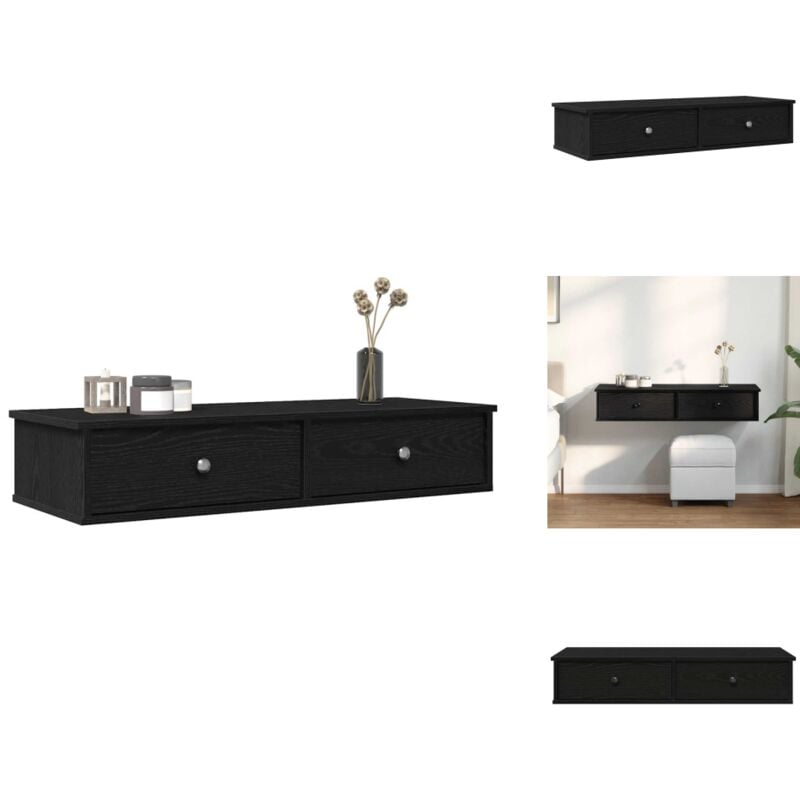 Wandregal mit Schubladen Schwarz 100x37,5x19 cm Holzwerkstoff - Wandschublade - Wandschubladen - Wandregal - Wandregal Mit Schubladen