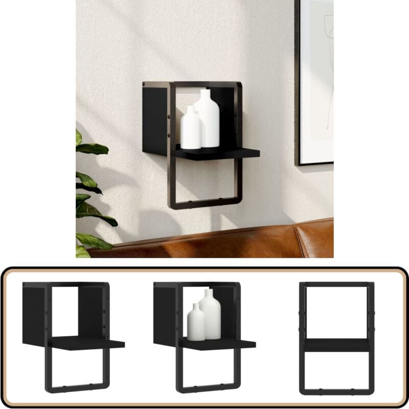 Vidaxl - Wandregal mit Stange Schwarz 20x25x30 cm - Wandregal - Schwarzes Wandregal - Regal Schwarz - Regal Wandmontage - Schwebendes Regal