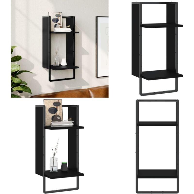Vidaxl - Wandregal mit Stange Schwarz 30x25x65 cm - Wandregal - Schwarzes Wandregal - Schwebendes Regal - Regal Schwarz - Wohnraumdeko - Home & Living