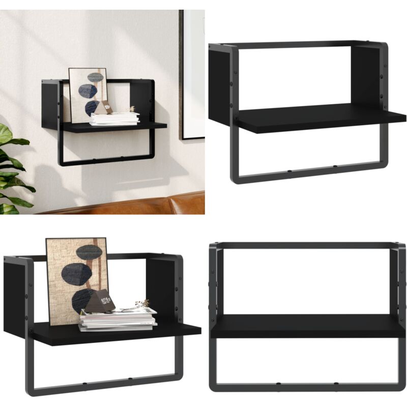 Vidaxl - Wandregal mit Stange Schwarz 40x25x30 cm - Wandregal - Schwarzes Wandregal - Regal Schwarz - Regal Wandmontage - Wohnraumdeko - Home & Living