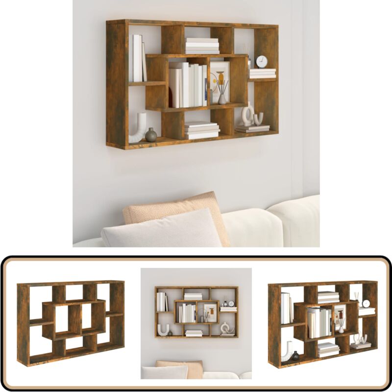 Wandregal Räuchereiche 85x16x52,5 cm Holzwerkstoff - Wandregal - Regalböden - Wohnzimmerdeko - Wohnraumorganisation - Holzregal