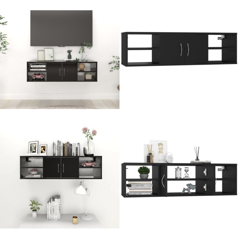 Vidaxl - Wandregal Schwarz 102x30x29 cm Holzwerkstoff - Wandregal - Schwarzes Wandregal - Regal Schwarz - Holzwerkstoffregal - Aufbewahrungssystem