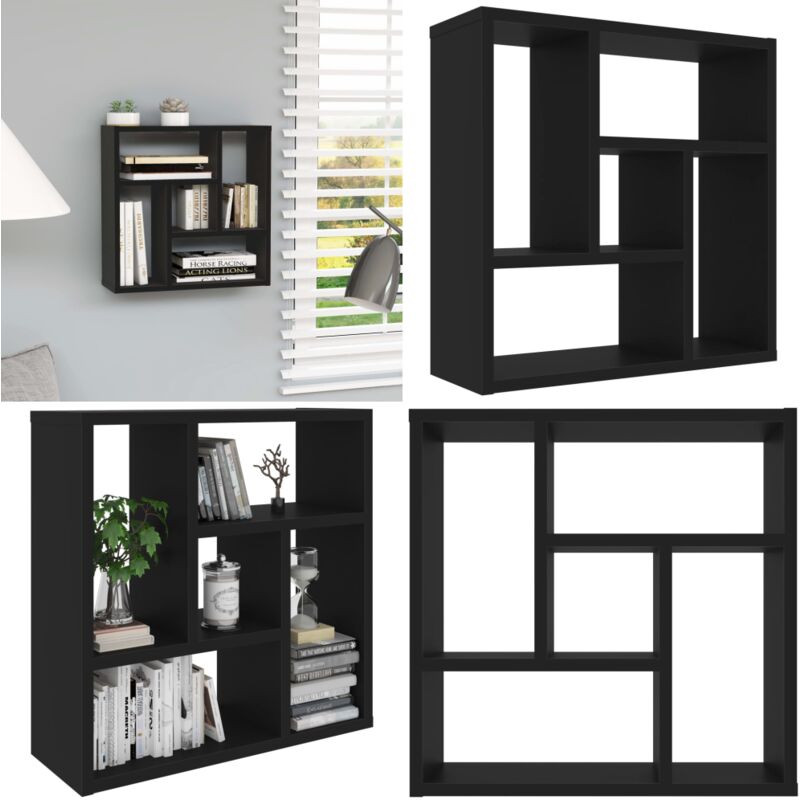 Vidaxl - Wandregal Schwarz 45,1x16x45,1 cm Holzwerkstoff - Wand Regal - Schwarzes Regal - Regal Aus Holzwerkstoff - Regal Mit Fächern