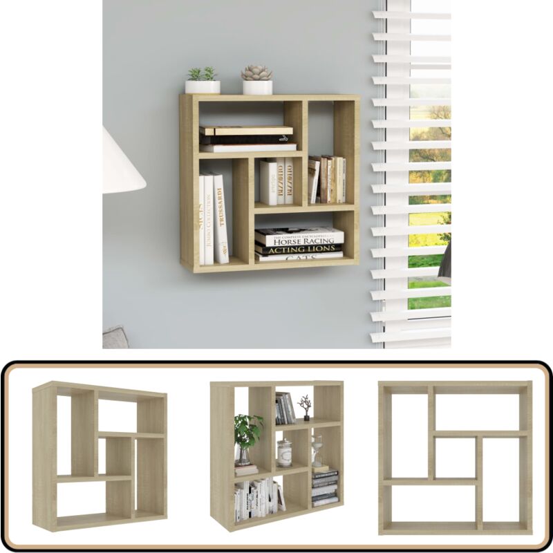 Wandregal Sonoma-Eiche 45,1x16x45,1 cm Holzwerkstoff - Wand Regal - Holzregal - Regal Aus Holz - Deko Regal - Wohnraum Organisation
