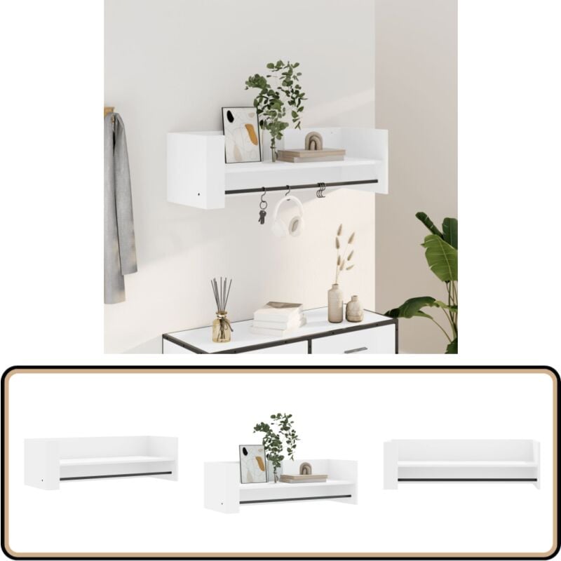 Wandregal Weiß 100x35x30,5 cm Holzwerkstoff - Wandregal - Holzregal - Regal Weiß - Wohnraum Dekoration - Platzsparendes Möbelstück