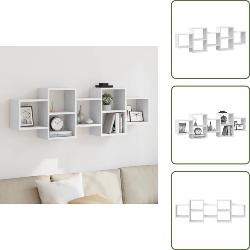 Wandregal Weiß 129x18x42 cm Holzwerkstoff - Wandregal - Wandregale - Schweberegal - Hängeregal