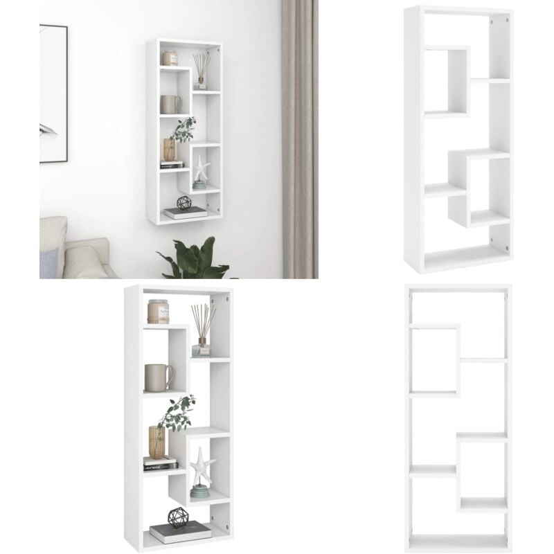 Wandregal Weiß 36x16x90 cm Holzwerkstoff - Wand Regal - Holzregal - Weißes Regal - Regal Dekoration - Aufbewahrungslösung - Home & Living