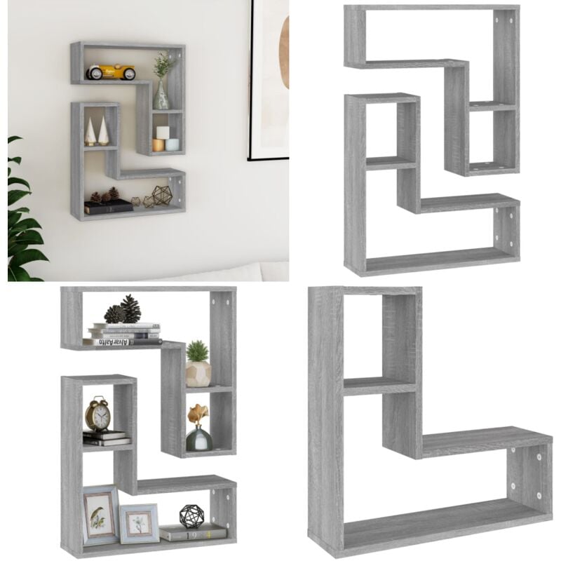 Wandregale 2 Stk. Grau Sonoma 50x15x50 cm Holzwerkstoff - Wand Regal - Holzregal - Deko Regal - Wohnraumgestaltung - Graues Regal - Home & Living