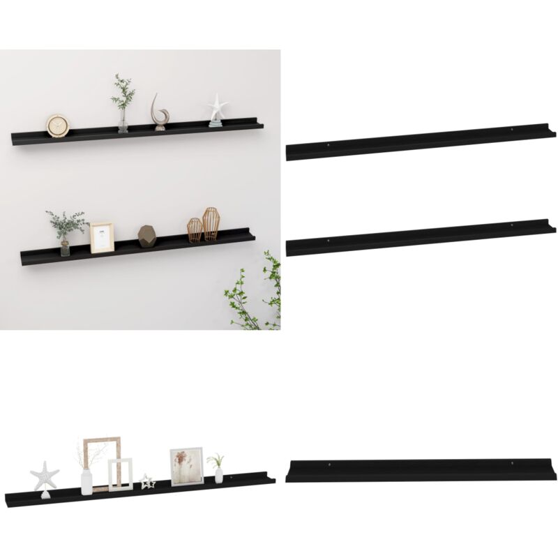 Wandregale 2 Stk. Schwarz 115x9x3 cm - Wandregal - Schwarzes Wandregal - Regal Schwarz - Möbel Für Die Wand - Modernes Wandregal - Home & Living