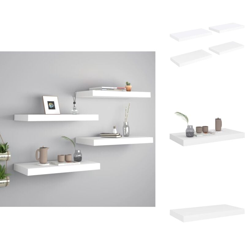 Schwebende Wandregale 4 Stk. Weiß 50x23x3,8cm mdf - Schwebendes Wandregal - Wand Regal - Weißes Wandregal - Minimalistisches Wandregal - Wohnraumdeko