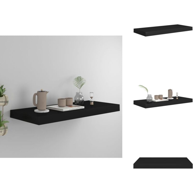 Schwebendes Wandregal Schwarz 60x23,5x3,8 cm mdf - Schwebendes Regal - Wandregal - Schwarzes Regal - Minimalistisches Regal - Wohnraumdeko