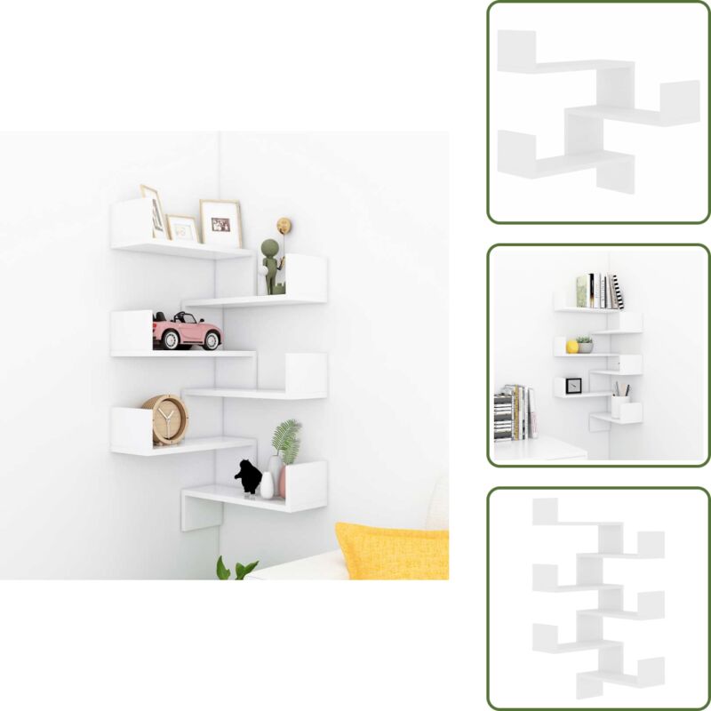Wand-Eckregale 2 Stk. Weiß 40x40x50 cm Holzwerkstoff - Eckschrank - Regal Weiß - Wandregal - Deko Regal - Möbel