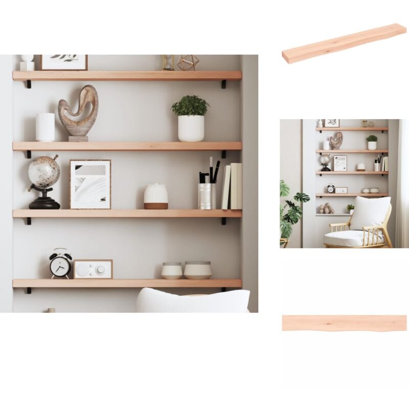 Wandregal 80x10x4 cm Massivholz Eiche Unbehandelt - Wandregal - Eichendielen - Holzmöbel - Rustikal - Deko Regal