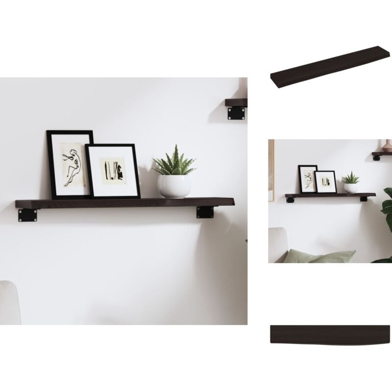 Wandregal Dunkelbraun 60x10x2 cm Massivholz Eiche Behandelt - Wandregal - Eichendielen - Holzmöbel - Rustikal - Dekoration
