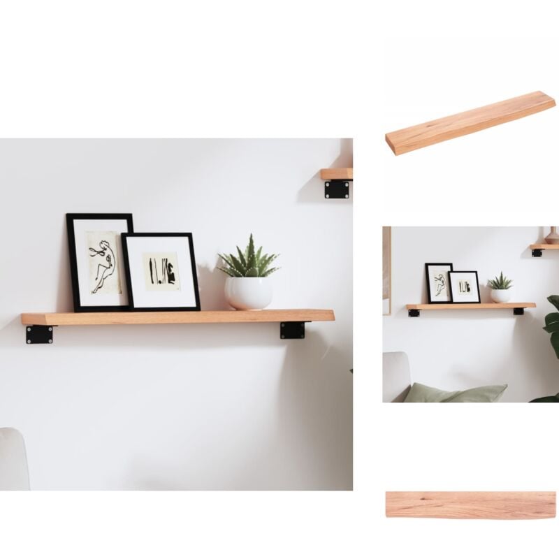 Wandregal Hellbraun 60x10x2 cm Massivholz Eiche Behandelt - Wandregal - Eichendielen - Holzmöbel - Landhausstyle - Deko Regal