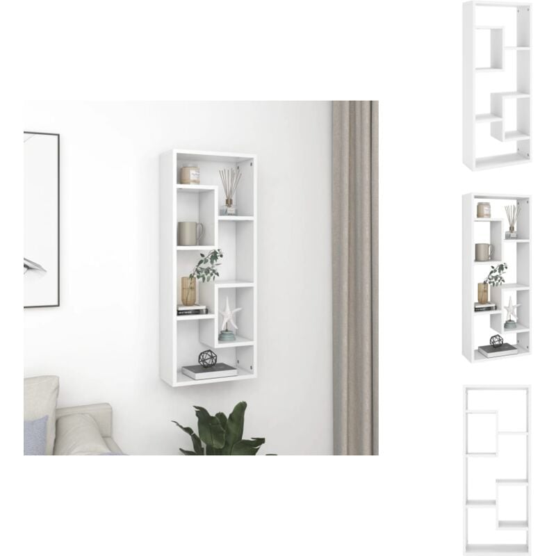 Wandregal Weiß 36x16x90 cm Holzwerkstoff - Wand Regal - Holzregal - Weißes Regal - Regal Dekoration - Aufbewahrungslösung